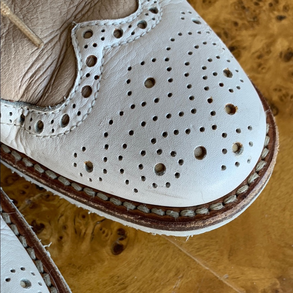 Gravati Italian White and Tan Leather Loafers Brogues - Picture 5 of 10
